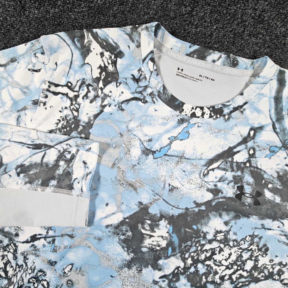 Under Armour Iso-Chill Shirt Mens XL Blue Marble Graphic Long Sleeve Loose Fit